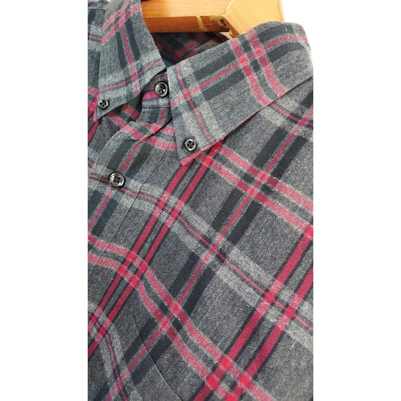 Ralph Lauren Blake Mens Large Flannel Shirt Gray Red Plaid Button Down Cotton - Picture 1 of 6